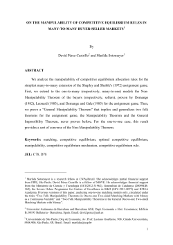 ON THE MANIPULABILITY OF COMPETITIVE EQUILIBRIUM