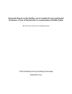 Research Report on the Québec Act to Combat Poverty and Social