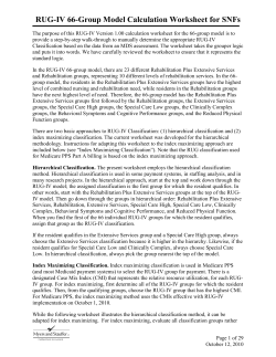 RUG-IV 66-Group Model Calculation Worksheet for SNFs