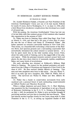 IN MEMORIAM: ALBERT KENRICK FISHER