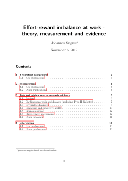 Effort-reward imbalance at work - theory, measurement and evidence
