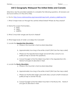 Unit 2 Geography Webquest The United States and Canada