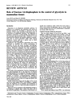 Role of fructose 2, 6-bisphosphate in the control of glycolysis in