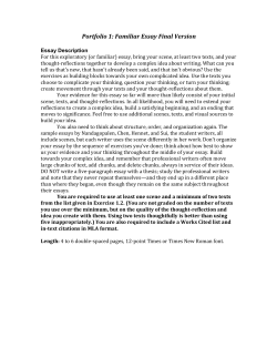 Portfolio 1: Familiar Essay Final Version