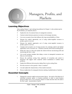 Chapter 1: Managers, Profits, and Markets