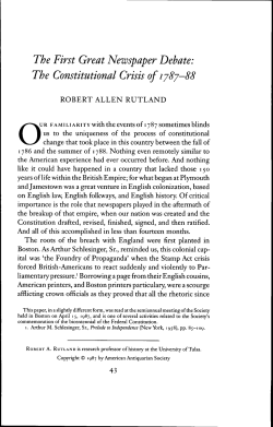 The First Great Newspaper Debate: The Constitutional Crisis of iy8y