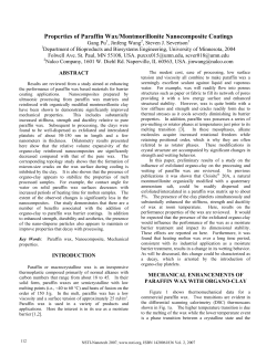 Properties of Paraffin Wax/Montmorillonite Nanocomposite Coatings