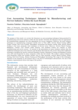 Cost Accounting Techniques Adopted by Manufacturing and Service