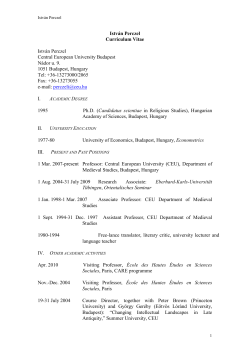 Istv&aacute;n Perczel Curriculum Vitae Istv&aacute;n Perczel Central