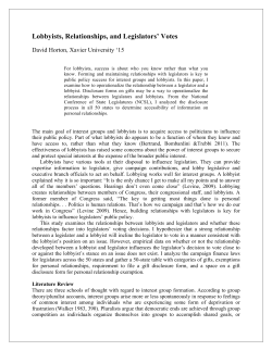 Lobbyists, Relationships, and Legislators` Votes