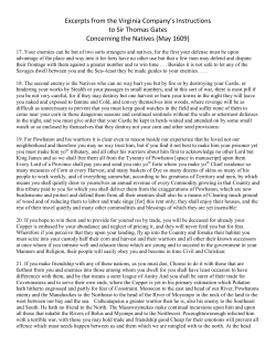 Excerpts from the Virginia Company`s Instructions to Sir Thomas