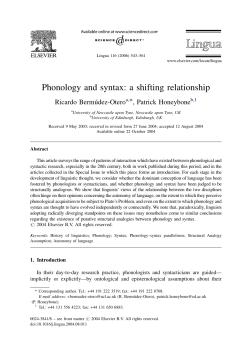 Phonology and syntax: a shifting relationship