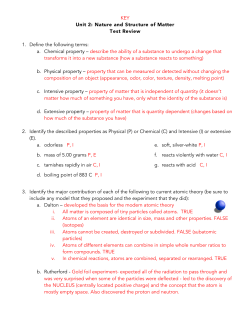 Nature and Structure of Matter Test Review 1. Define the