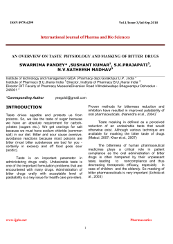 An Overview on Taste Physiology and Masking of Bitter Drugs