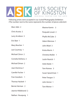 Following artists were accepted in our Juried Photography Exhibition