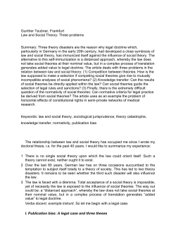 Gunther Teubner, Frankfurt Law and Social Theory: Three problems