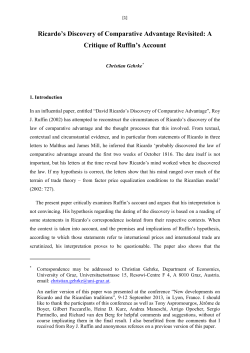 Ricardo`s Discovery of Comparative Advantage Revisited