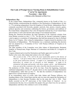 July 2016 - Our Lady of Prompt Succor Nursing Home