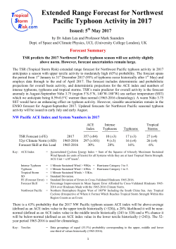 Extended Range Forecast for Northwest Pacific Typhoon Activity in
