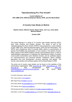 Operationalising Pro-Poor Growth-A country case study on Bolivia