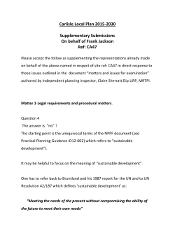 Carlisle Local Plan 2015-2030 Supplementary Submissions On