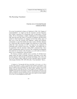 The Resisting Translator - Facultad de Filosof&iacute;a y Letras