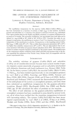 the gypsum-anhydrite equilibrium at one atmosphere pressure1