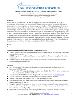 Missing Pieces of the Puzzle: African Americans in Revolutionary