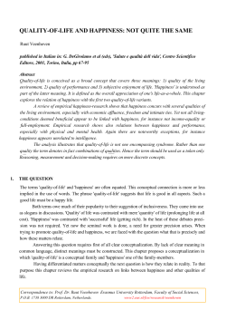 quality-of-life and happiness: not quite the same