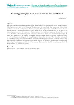 Realizing philosophy: Marx, Luk&aacute;cs and the Frankfurt School