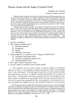 Peasant Society and the Image of Limited Good