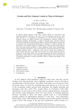 Systems and How Linnaeus Looked at Them in Retrospect