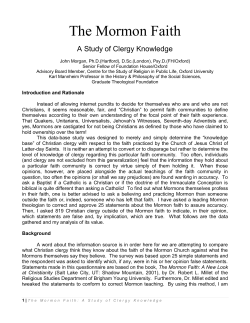 The Mormon Faith: A Study of Clergy Knowledge