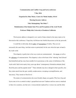 Communication and Conflict: Iraq and Syria conference 7 May 2016
