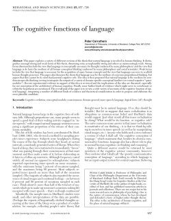 The cognitive functions of language - Greg Bryant