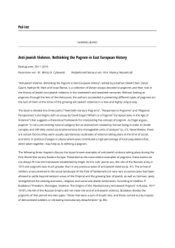 Anti-Jewish Violence. Rethinking the Pogrom in East - Pol-Int