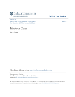 Frivolous Cases - Via Sapientiae