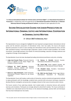 SECOND SPECIALIZATION COURSE FOR JUNIOR