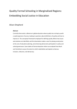Quality Formal Schooling in Marginalised Regions: Embedding
