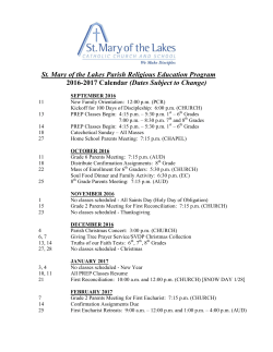 St. Mary of the Lakes Parish Religious Education Program 2016