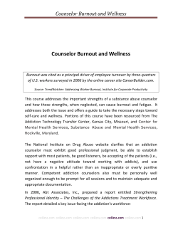 Counselor Burnout and Wellness