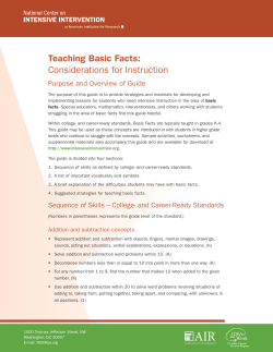 Teaching Basic Facts: Considerations for Instruction