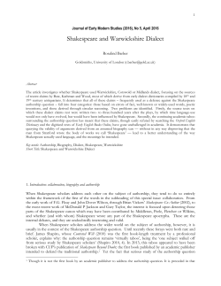 Shakespeare and Warwickshire Dialect