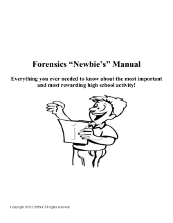 Forensics “Newbie`s” Manual - California High School Speech