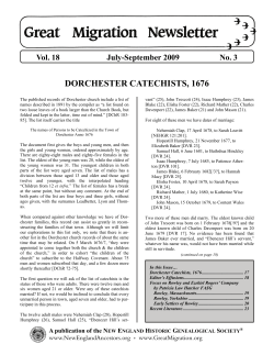 dorchester catechists, 1676 - Great Migration Study Project