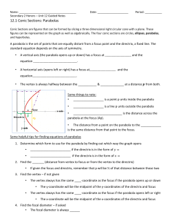 12.1 Conic Sections: Parabolas
