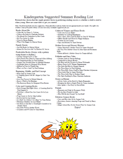 Rising First Grade Summer Reading List