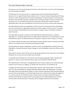 The Cash Lifecycle Video Transcript