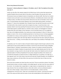 Bonus Army Research Documents Document 1: Article by Mauritz A