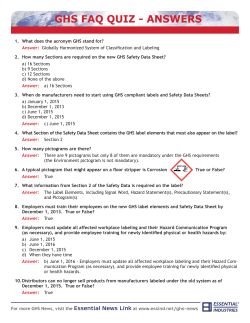 1. What does the acronym GHS stand for? Answer: Globally